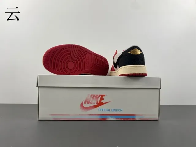 Nike Air Jordan 1 Low Red Black White Lifestyle Sneakers 16
