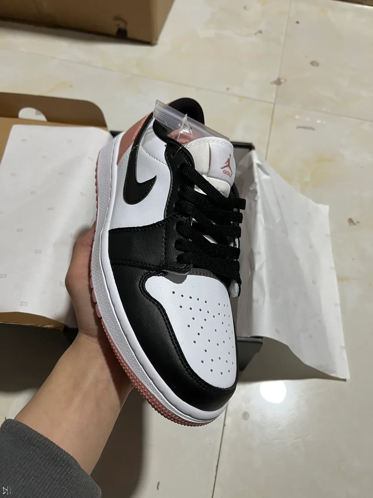 Nike Air Jordan 1 Low White Black Pink Lifestyle Sneakers 2