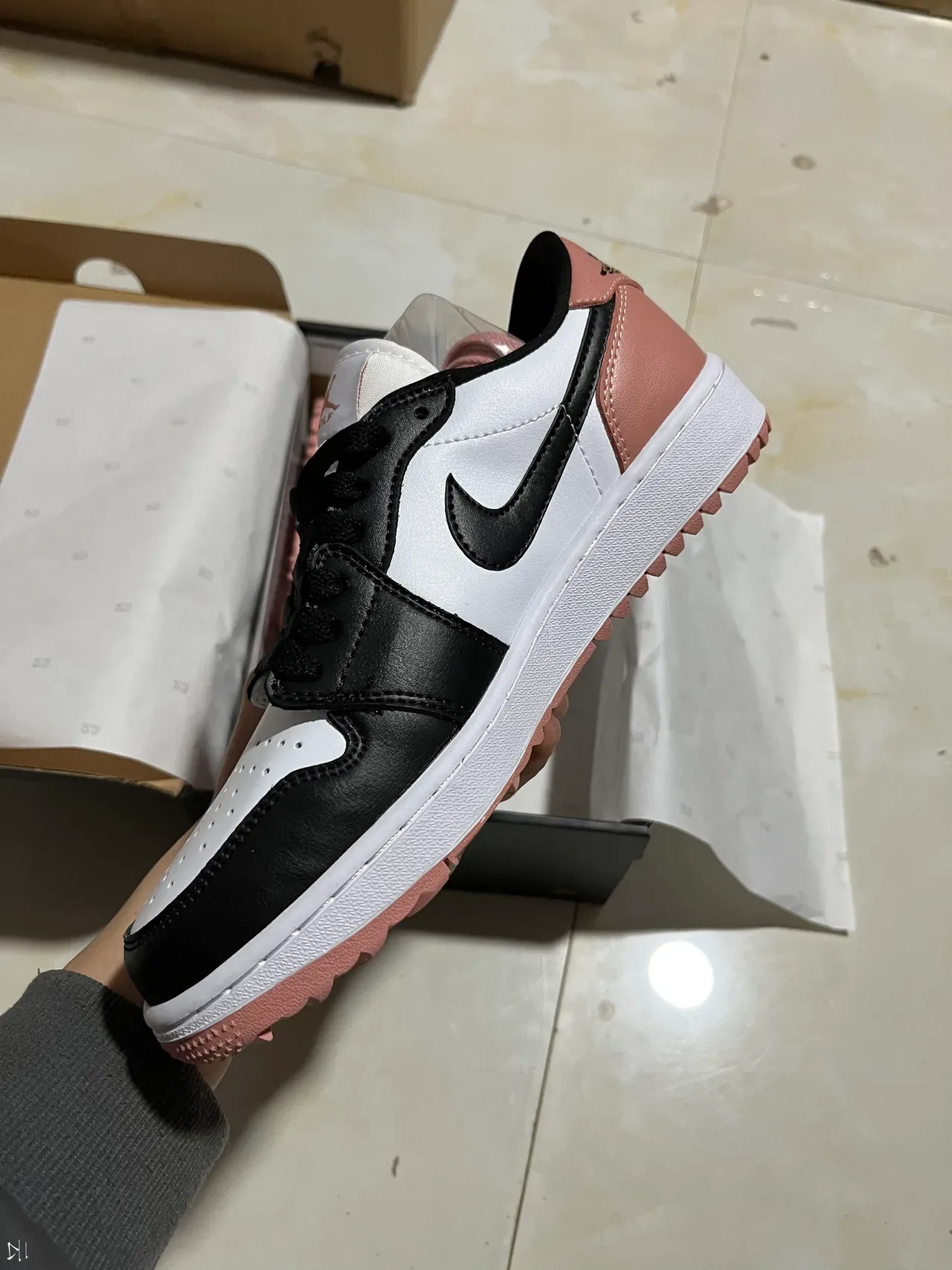 Nike Air Jordan 1 Low White Black Pink Lifestyle Sneakers 4