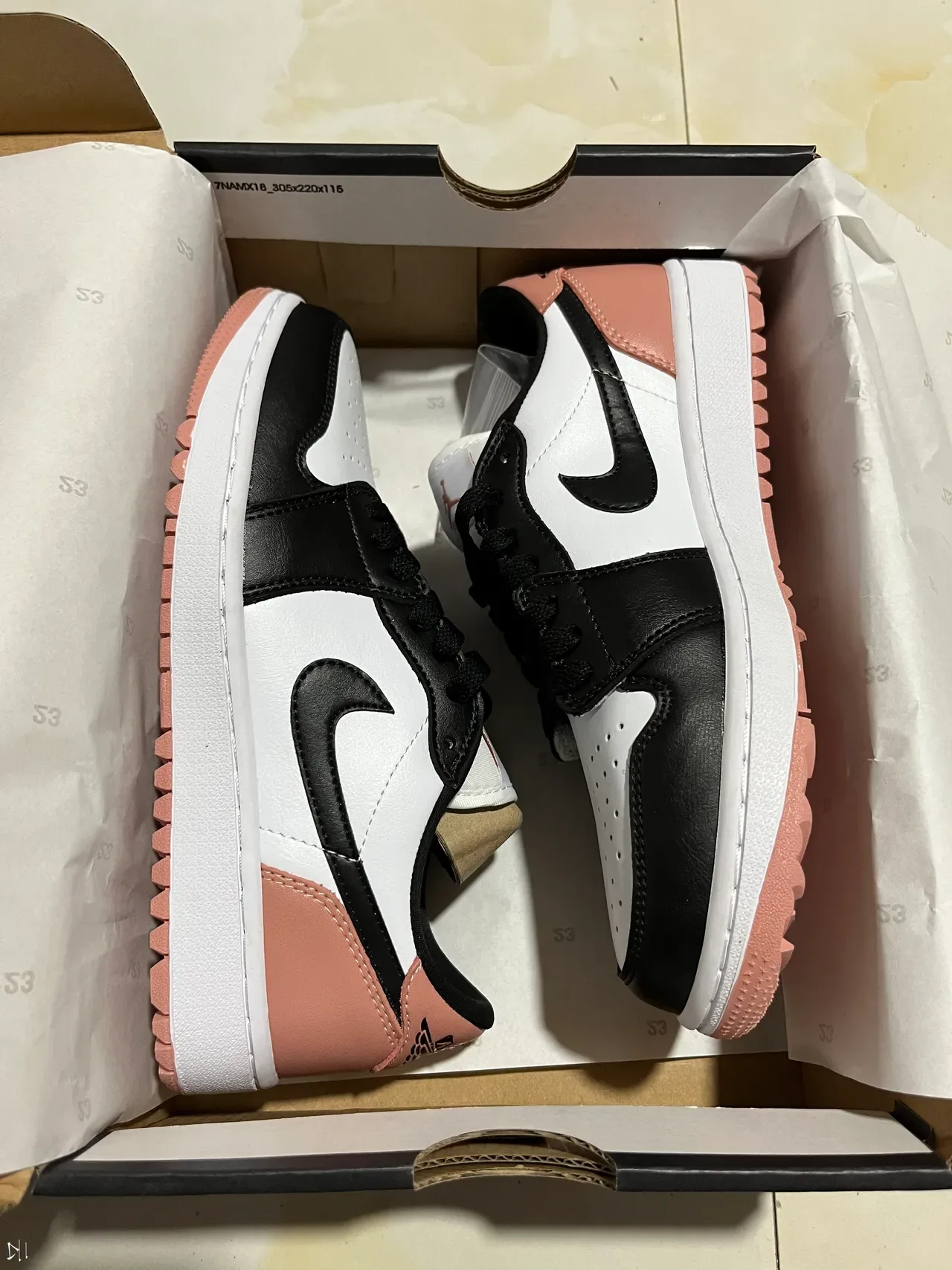 Nike Air Jordan 1 Low White Black Pink Lifestyle Sneakers 7