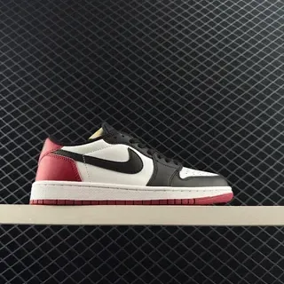 Nike Air Jordan 1 Low सफेद काला लाल लाइफस्टाइल स्नीकर