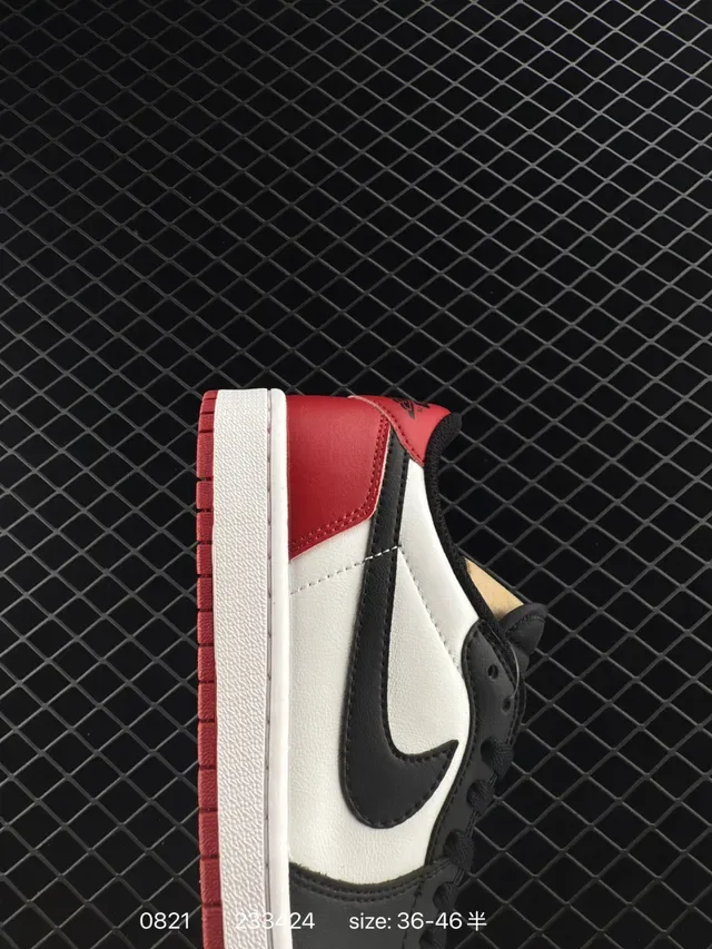 Nike Air Jordan 1 Low White Black Red Lifestyle Sneakers 3