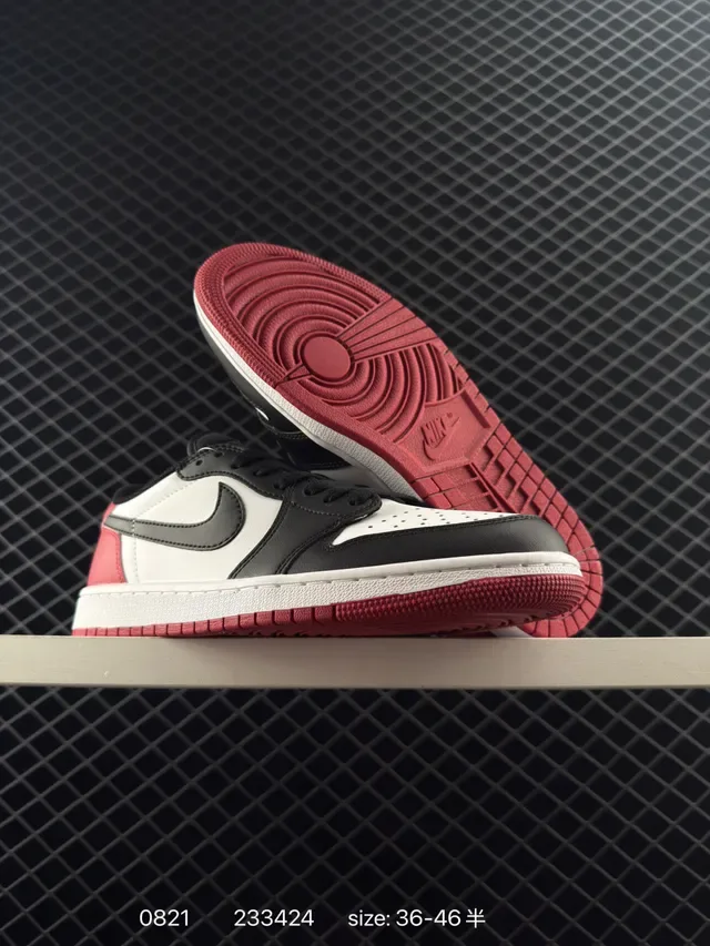 Nike Air Jordan 1 Low White Black Red Lifestyle Sneakers 4