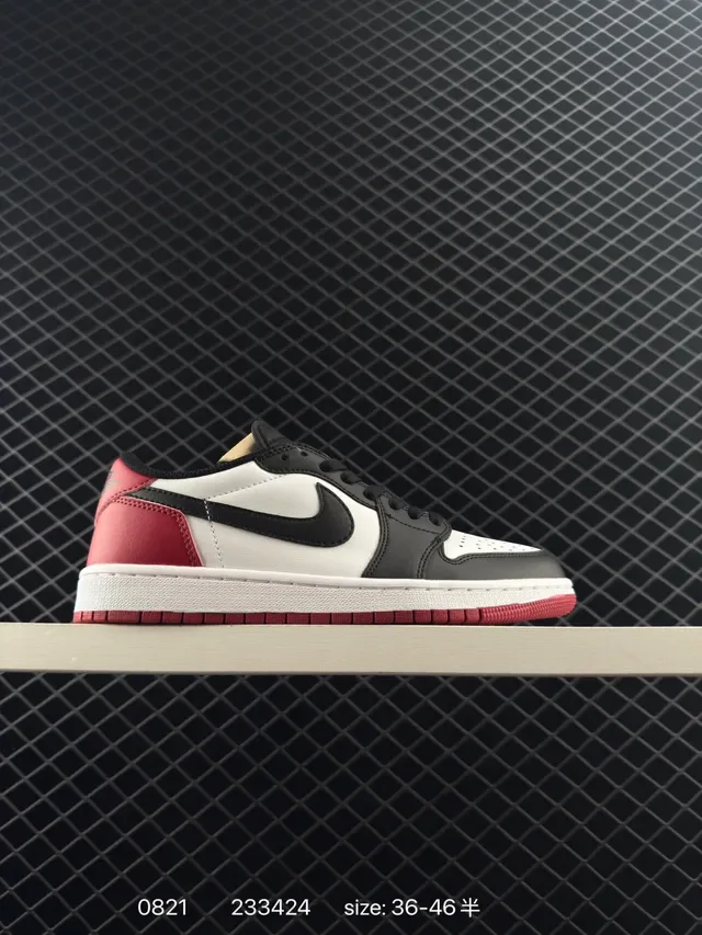 Nike Air Jordan 1 Low White Black Red Lifestyle Sneakers 5