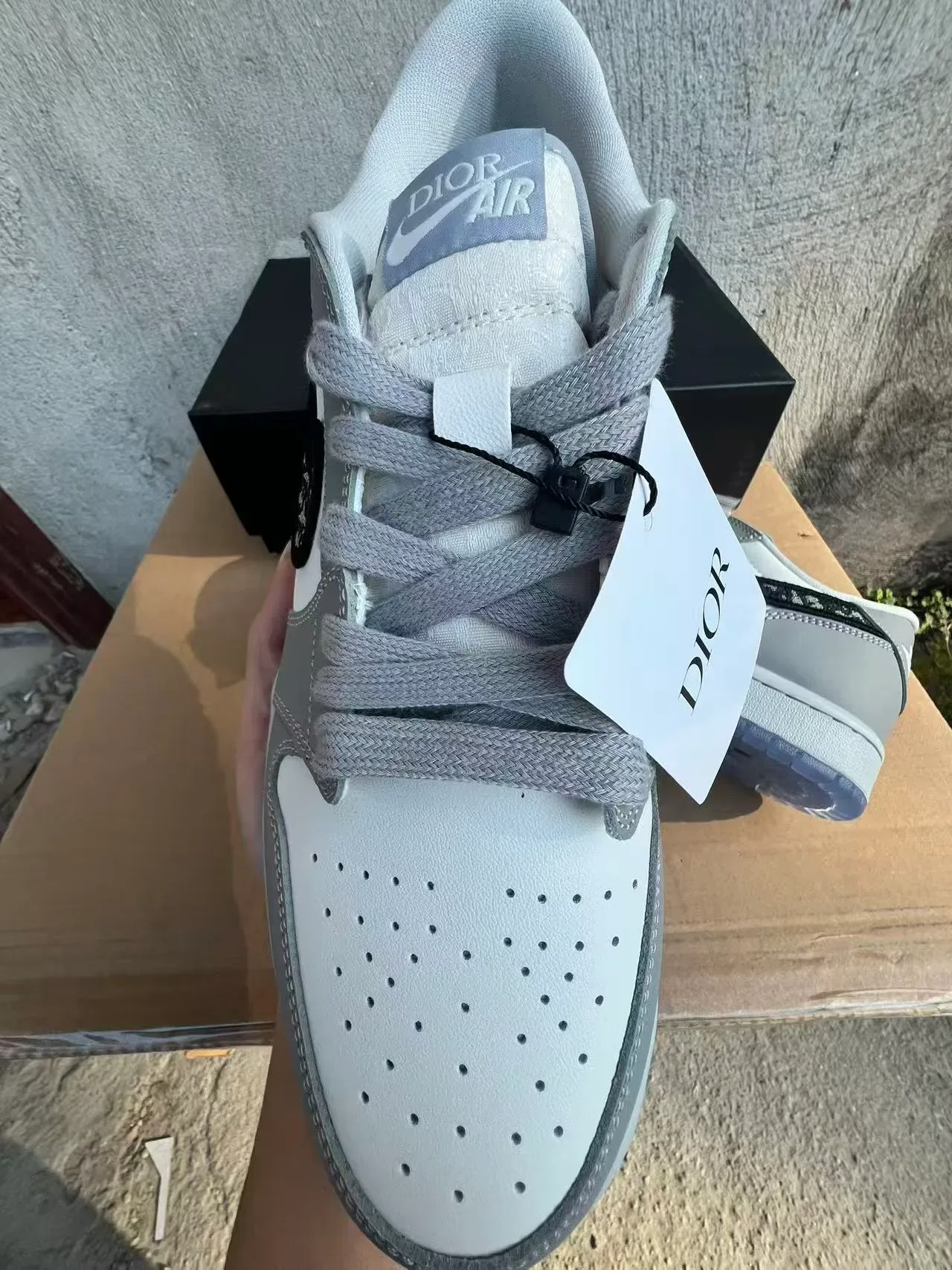 Nike Air Jordan 1 Low White Gray Black Monogram Lifestyle Sneakers 3