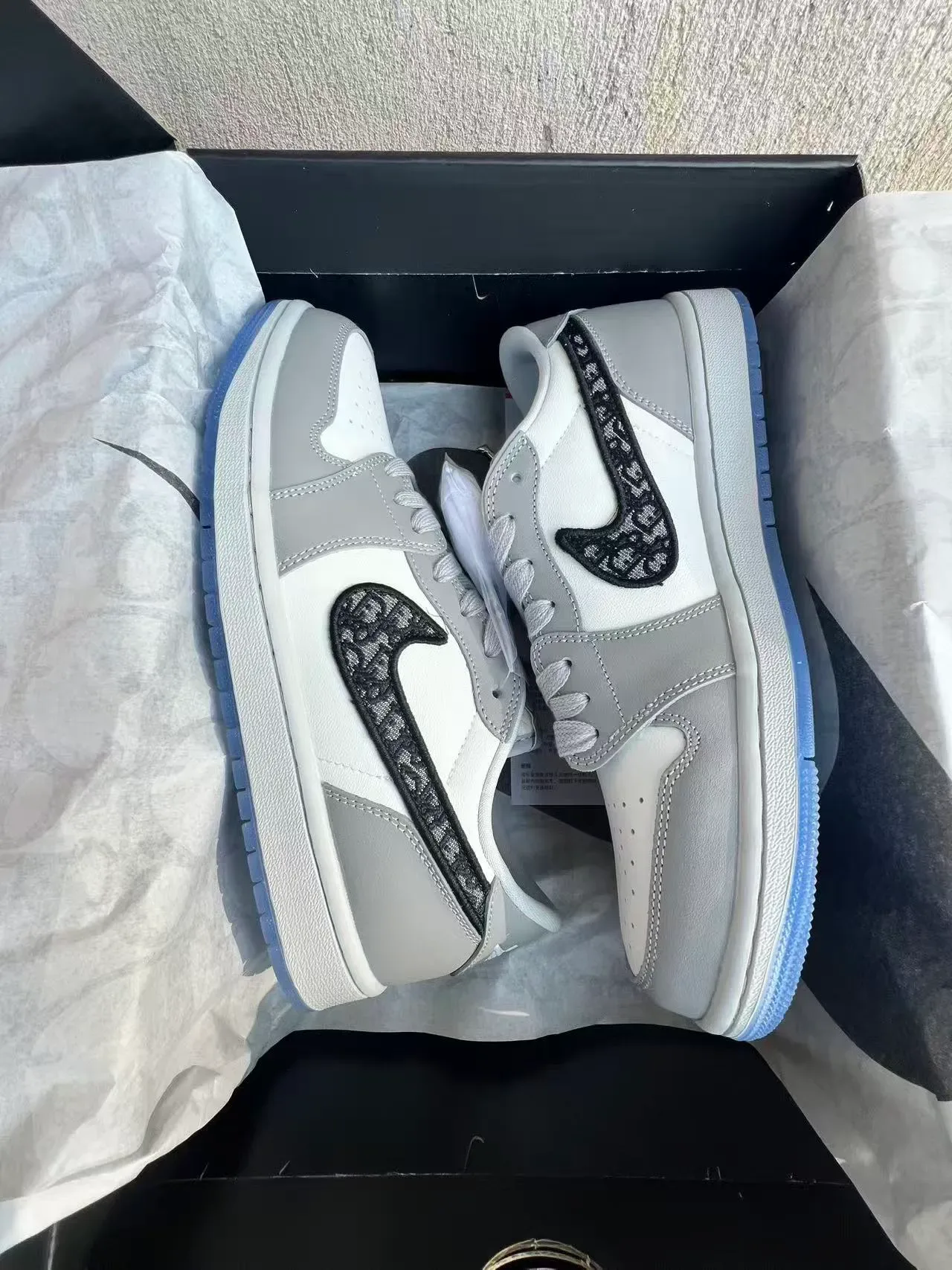 Nike Air Jordan 1 Low White Gray Black Monogram Lifestyle Sneakers 9