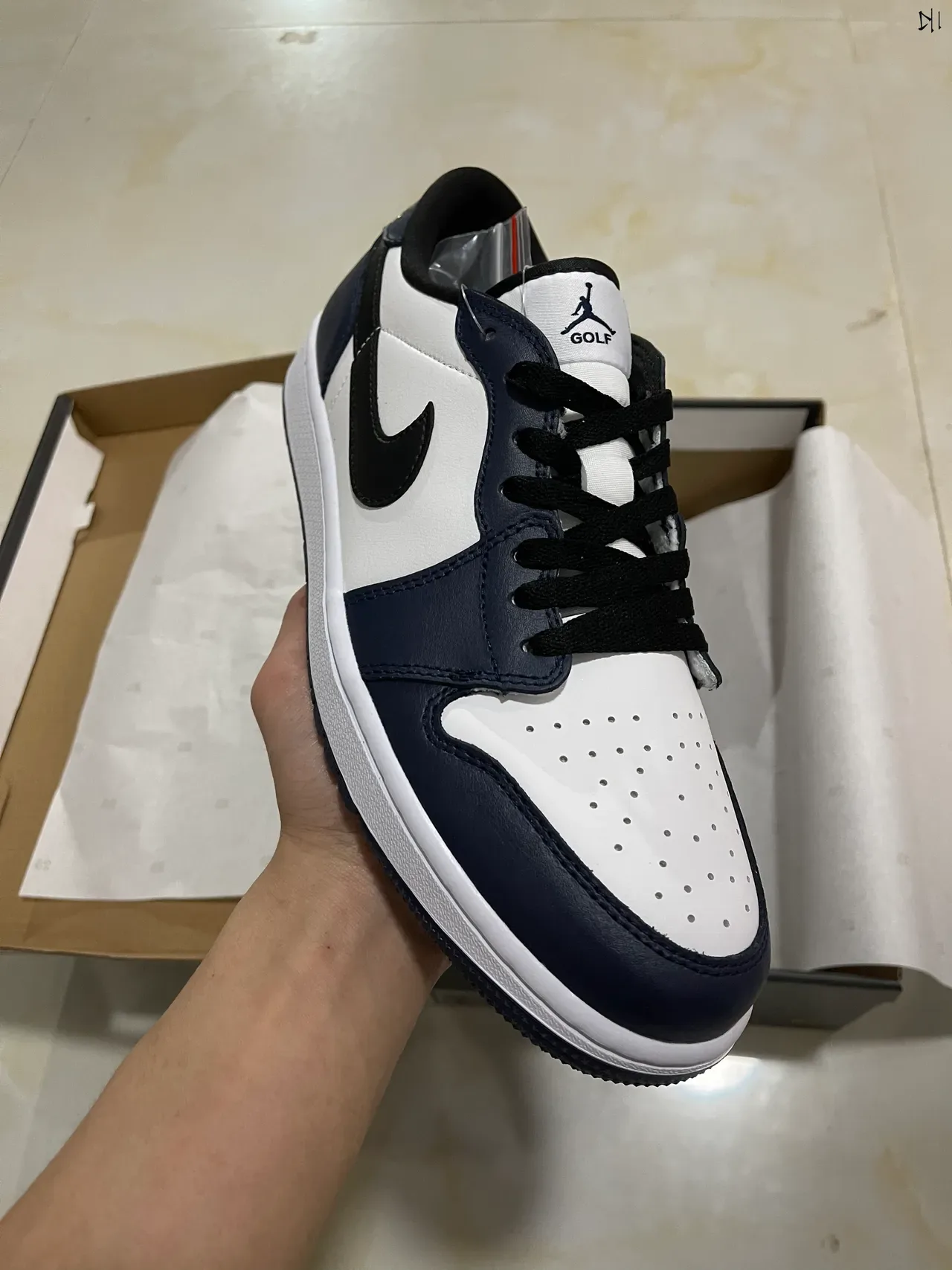 Nike Air Jordan 1 Low White Navy Black Lifestyle Sneakers 2