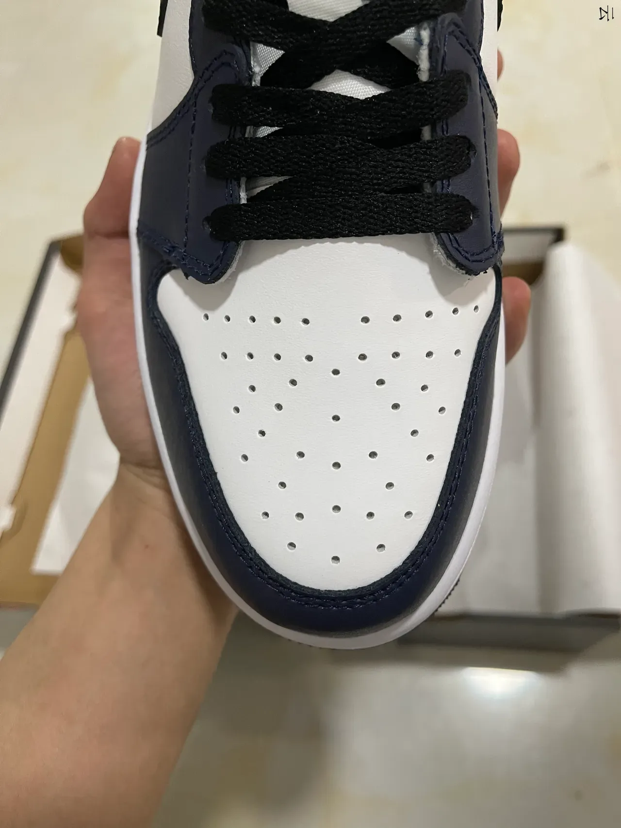 Nike Air Jordan 1 Low White Navy Black Lifestyle Sneakers 3