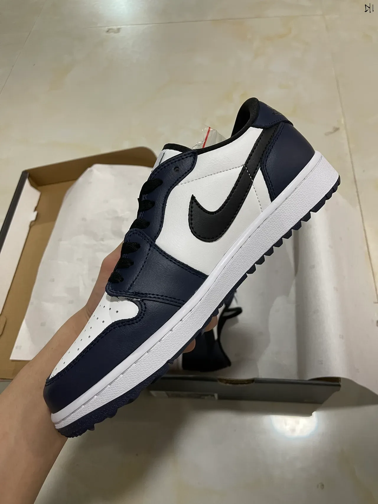 Nike Air Jordan 1 Low White Navy Black Lifestyle Sneakers 4