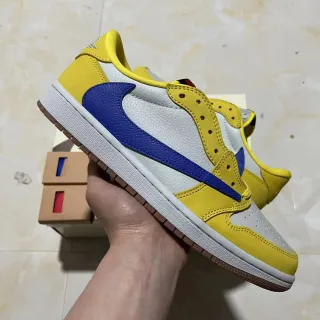Nike Air Jordan 1 Low Yellow White Blue Lifestyle Sneakers