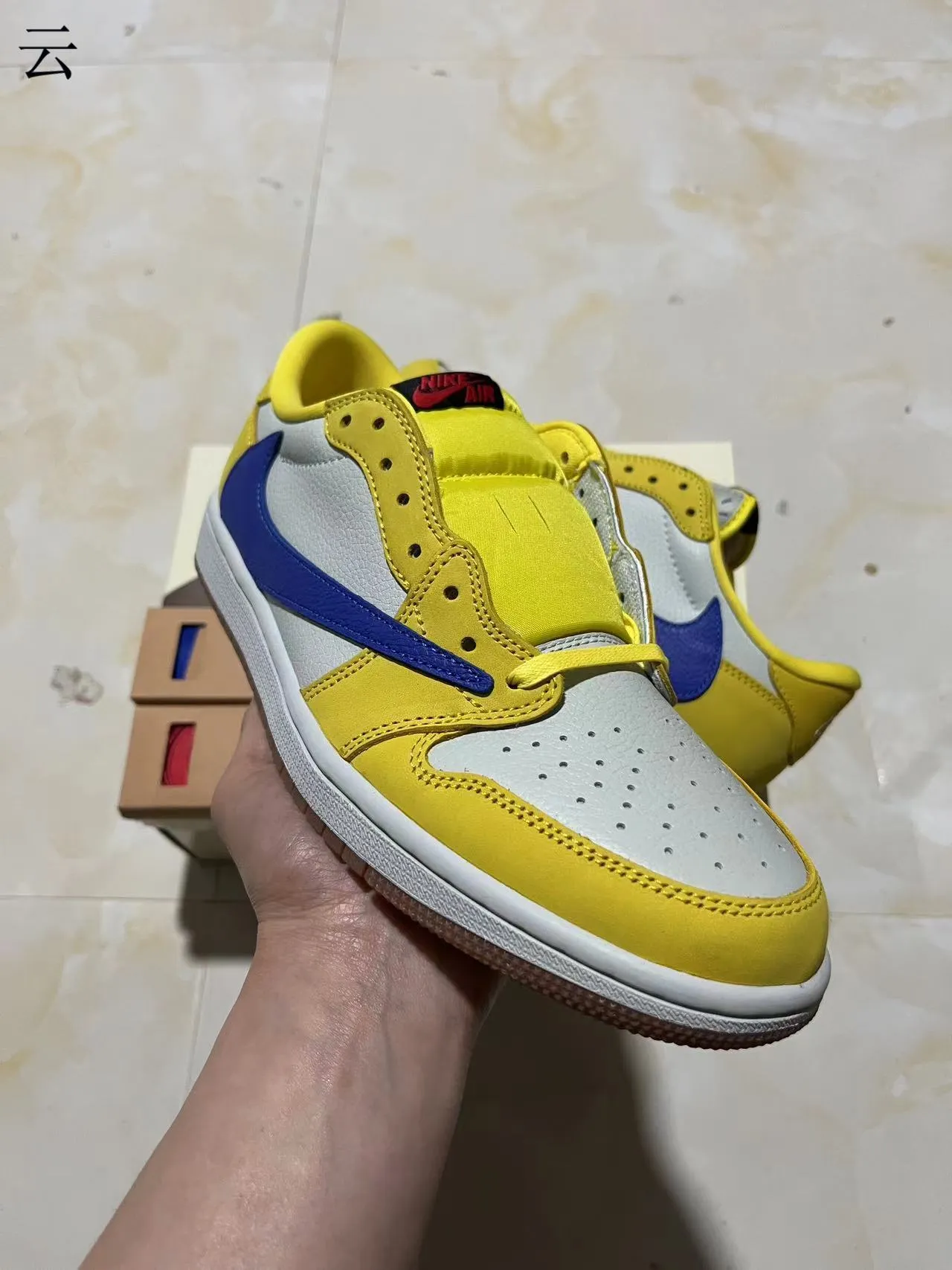 Nike Air Jordan 1 Low Yellow White Blue Lifestyle Sneakers 2