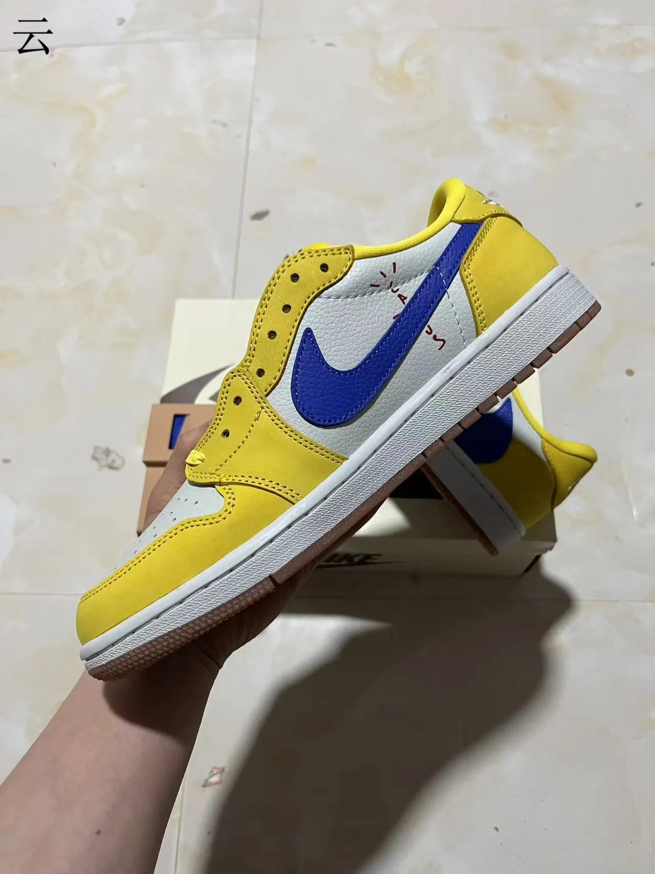 Nike Air Jordan 1 Low Yellow White Blue Lifestyle Sneakers 5