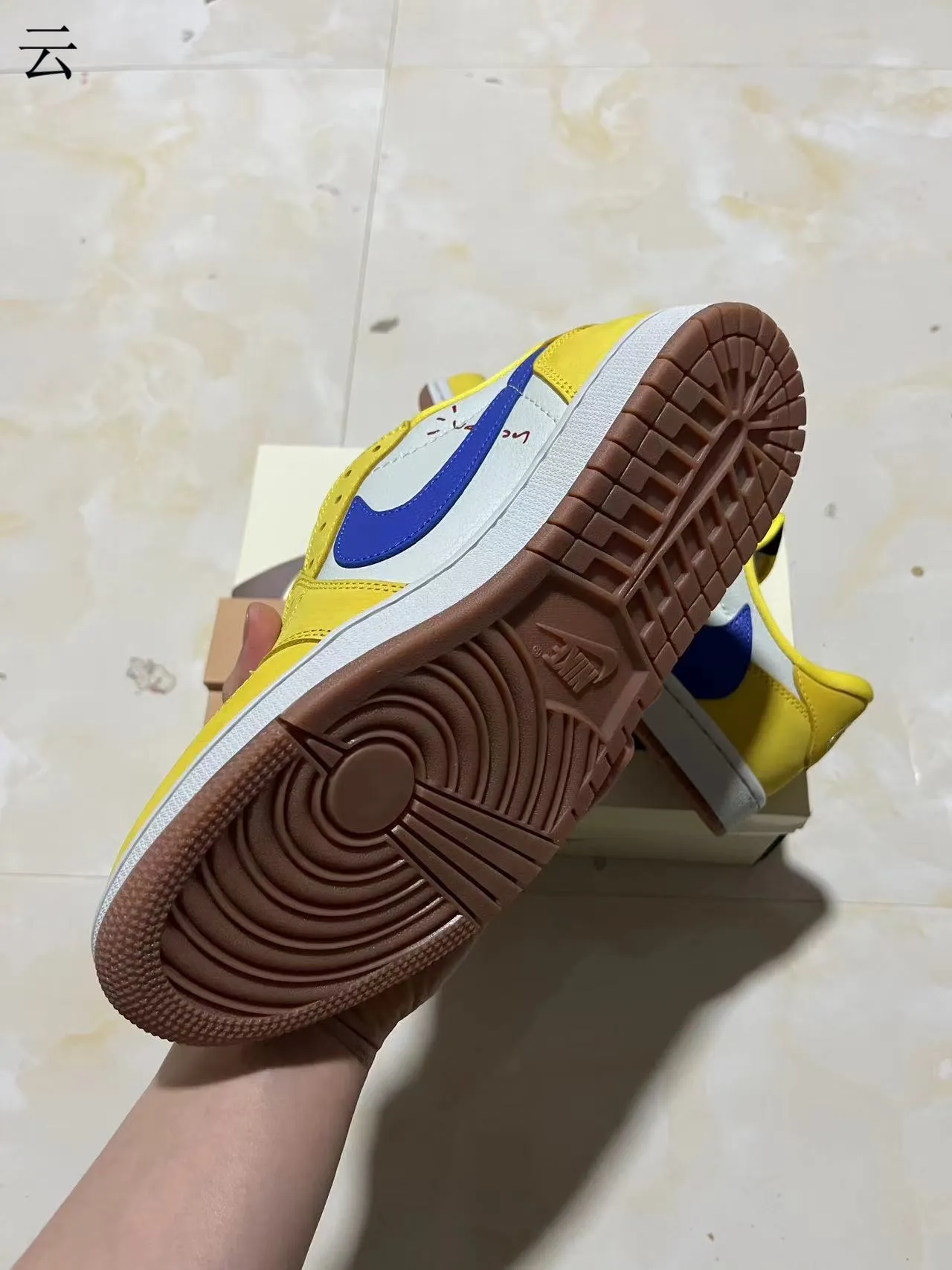 Nike Air Jordan 1 Low Yellow White Blue Lifestyle Sneakers 6