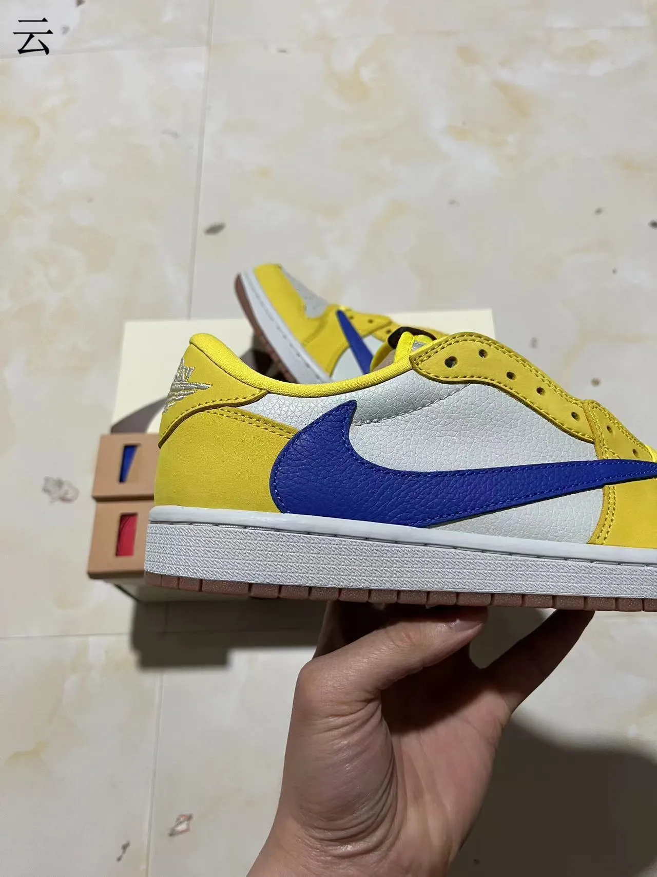 Nike Air Jordan 1 Low Yellow White Blue Lifestyle Sneakers 7