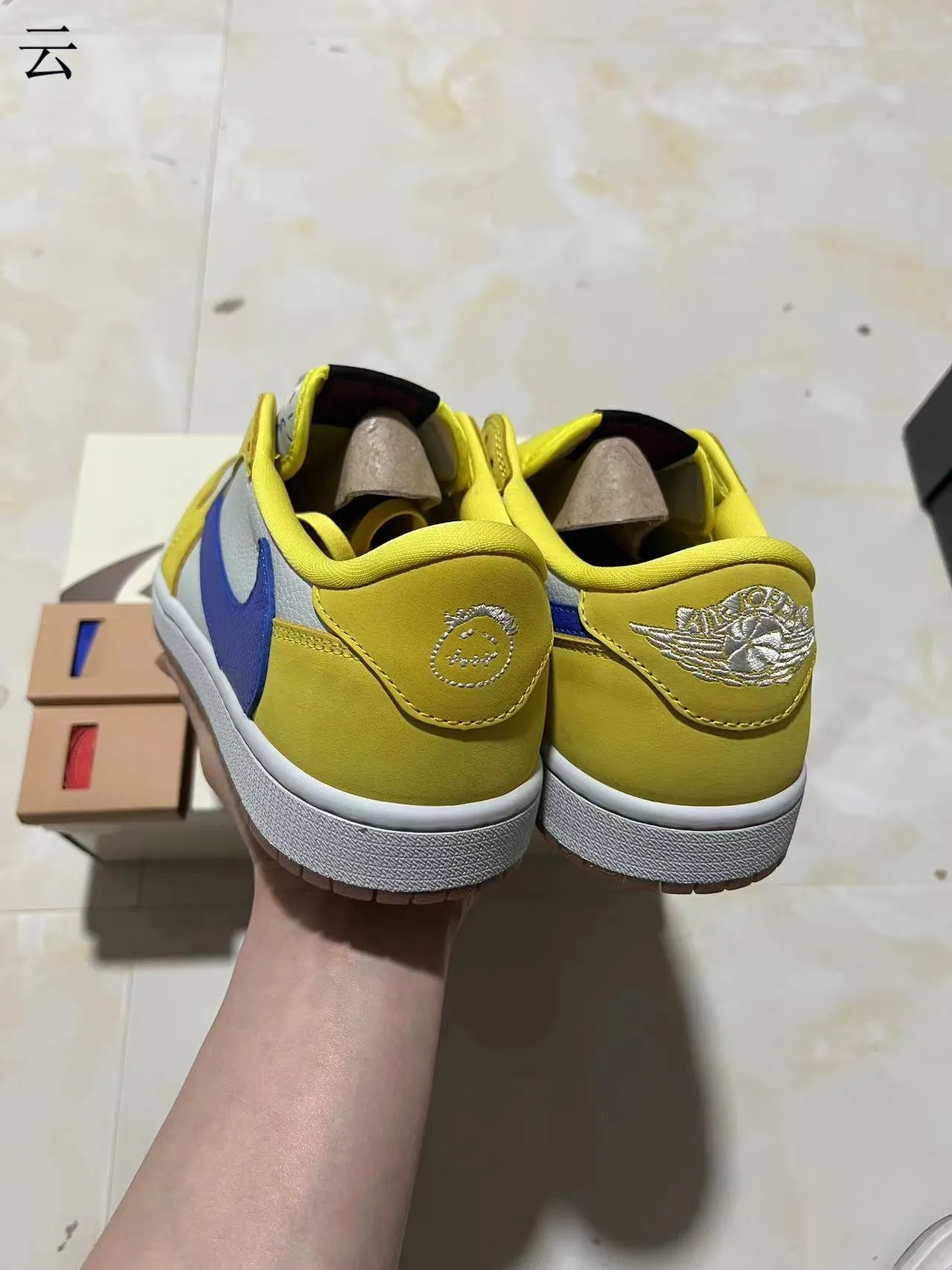 Nike Air Jordan 1 Low Yellow White Blue Lifestyle Sneakers 8