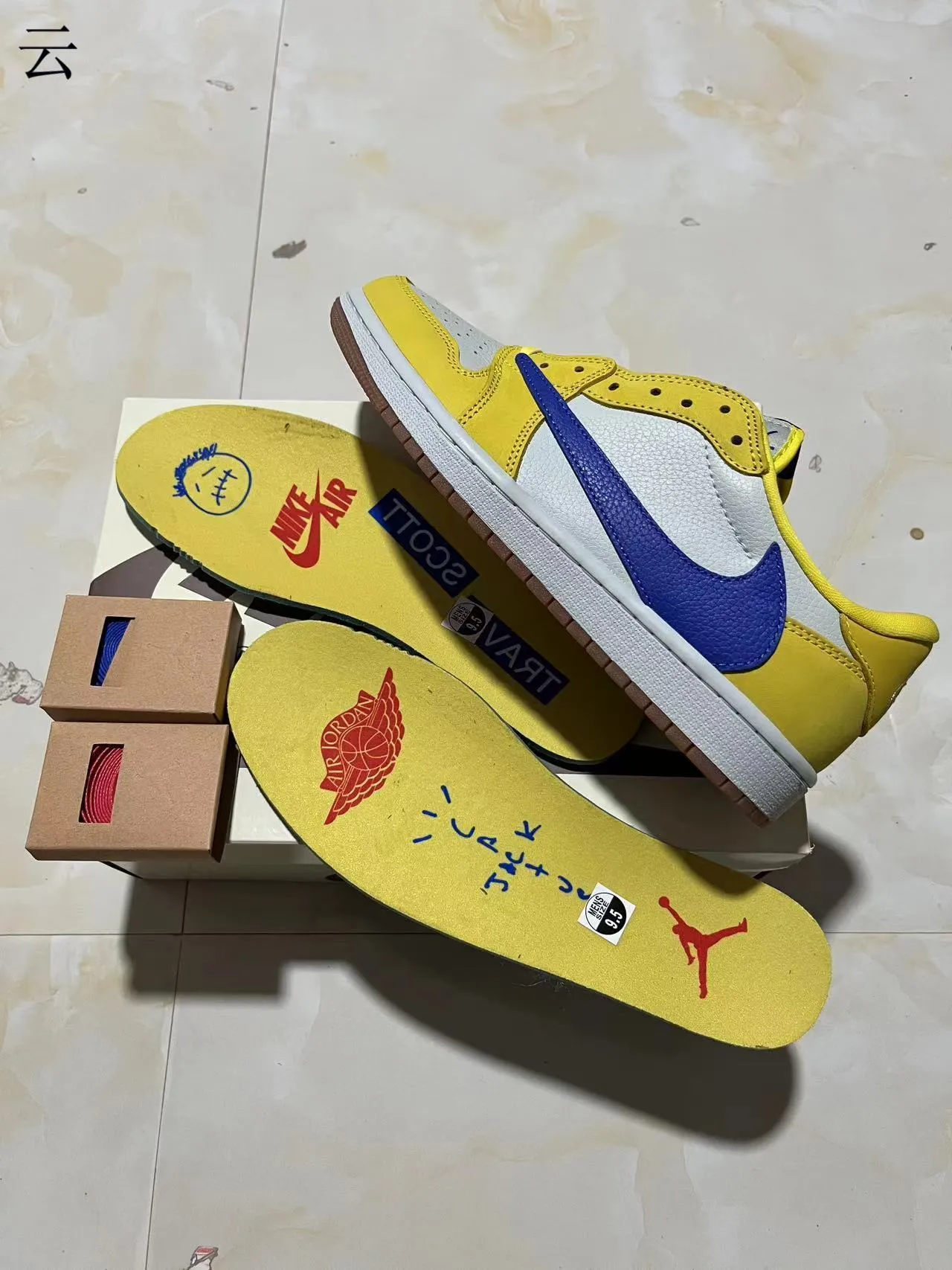 Nike Air Jordan 1 Low Yellow White Blue Lifestyle Sneakers 10
