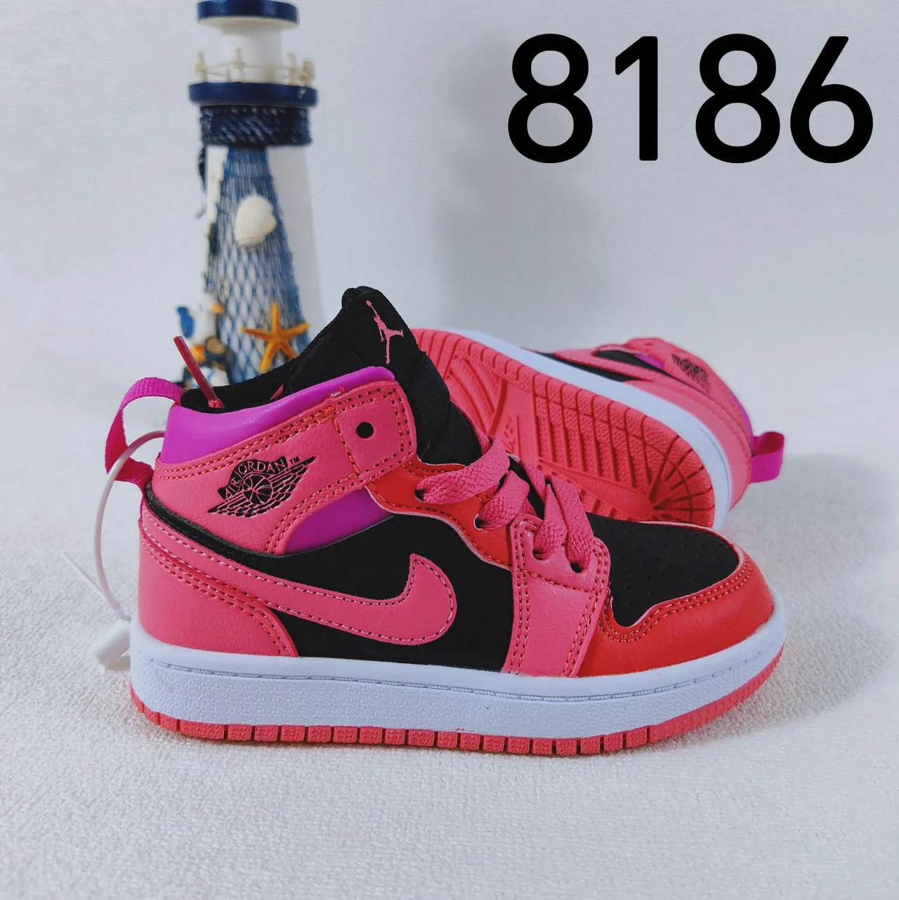 Nike Air Jordan 1 Pink White Red Kids Basketball Shoes 2