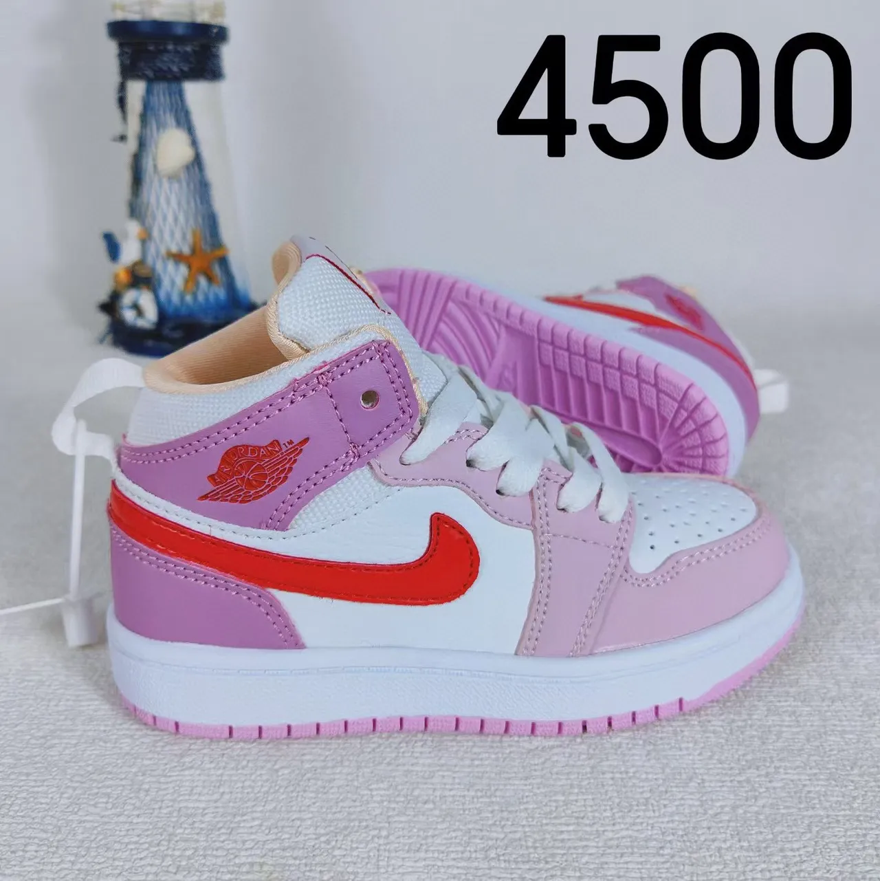 Nike Air Jordan 1 Pink White Red Kids Basketball Shoes 9