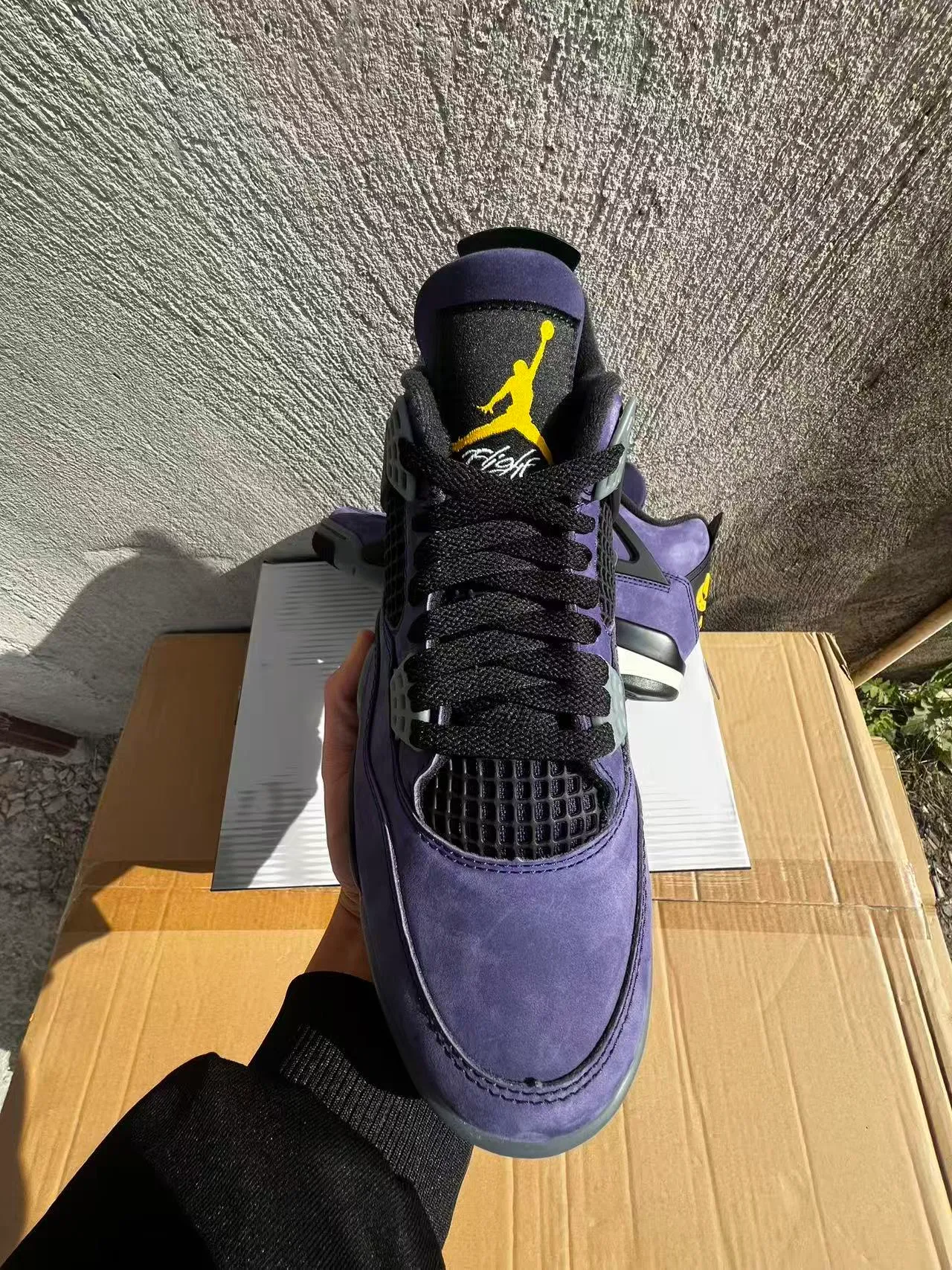 Nike Air Jordan 4 Sapatilhas de Basquete de Camurça Roxa 3
