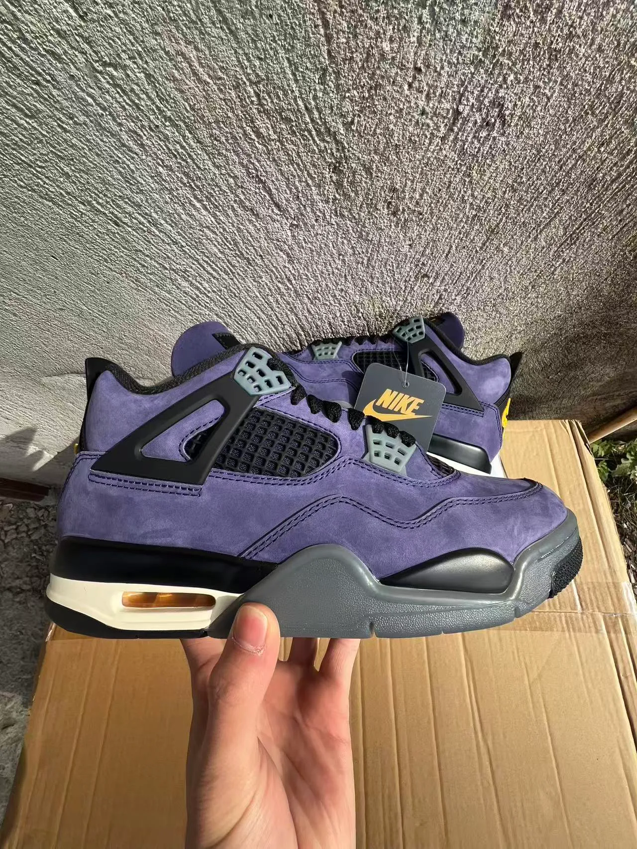 Nike Air Jordan 4 Sapatilhas de Basquete de Camurça Roxa 7