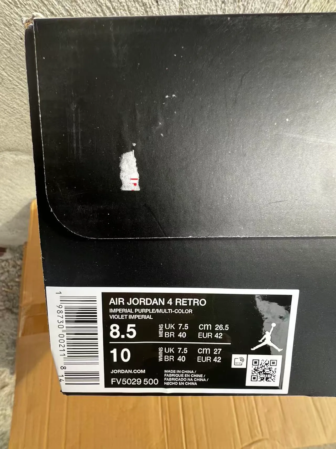 Nike Air Jordan 4 Sapatilhas de Basquete de Camurça Roxa 10