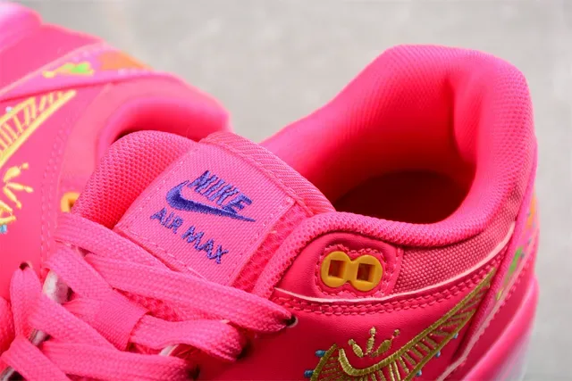 Nike Air Max 1 Bright Pink Embroidered Lifestyle Sneakers 6
