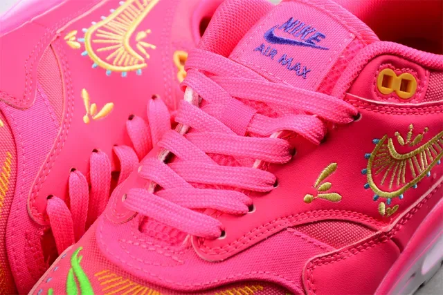 Nike Air Max 1 Bright Pink Embroidered Lifestyle Sneakers 7