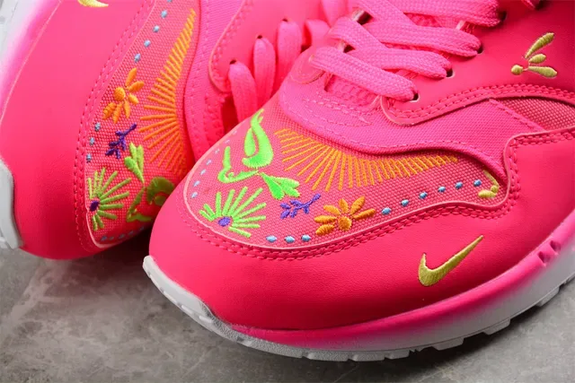 Nike Air Max 1 Bright Pink Embroidered Lifestyle Sneakers 8