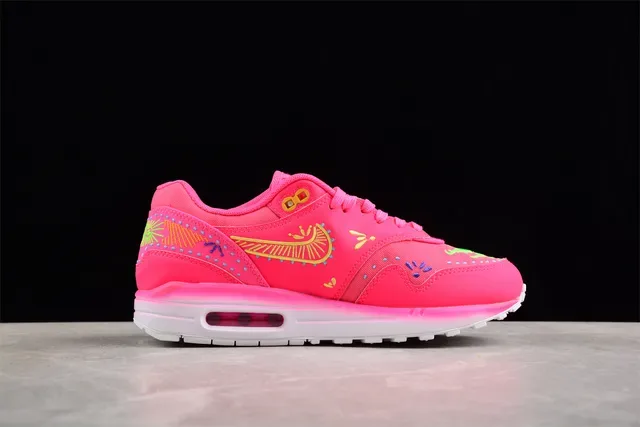 Nike Air Max 1 Bright Pink Embroidered Lifestyle Sneakers 11