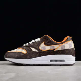 Nike Air Max 1 Brown Monogram and Checkerboard Lifestyle Sneakers