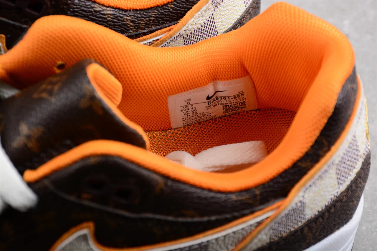 Nike Air Max 1 Brown Monogram and Checkerboard Lifestyle Sneakers 4