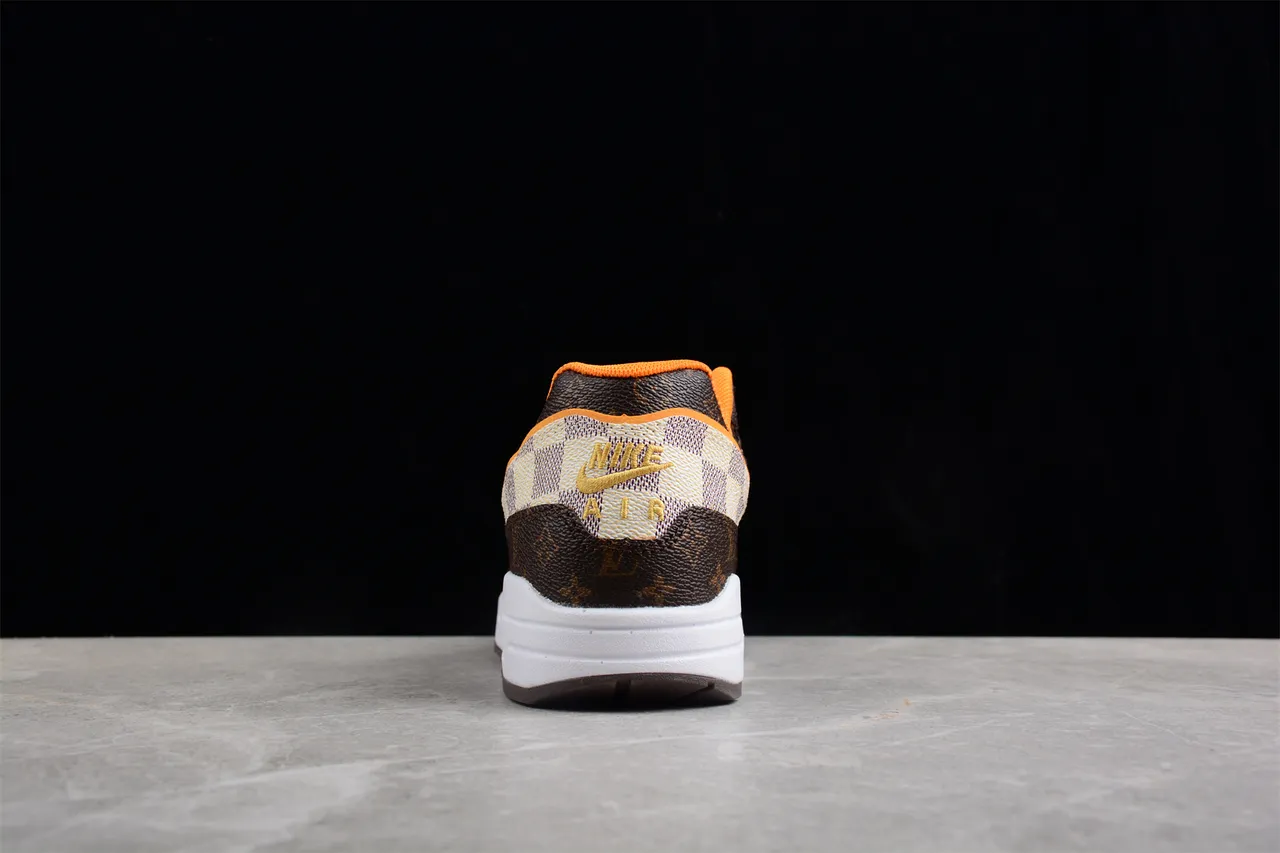 Nike Air Max 1 Brown Monogram and Checkerboard Lifestyle Sneakers 8