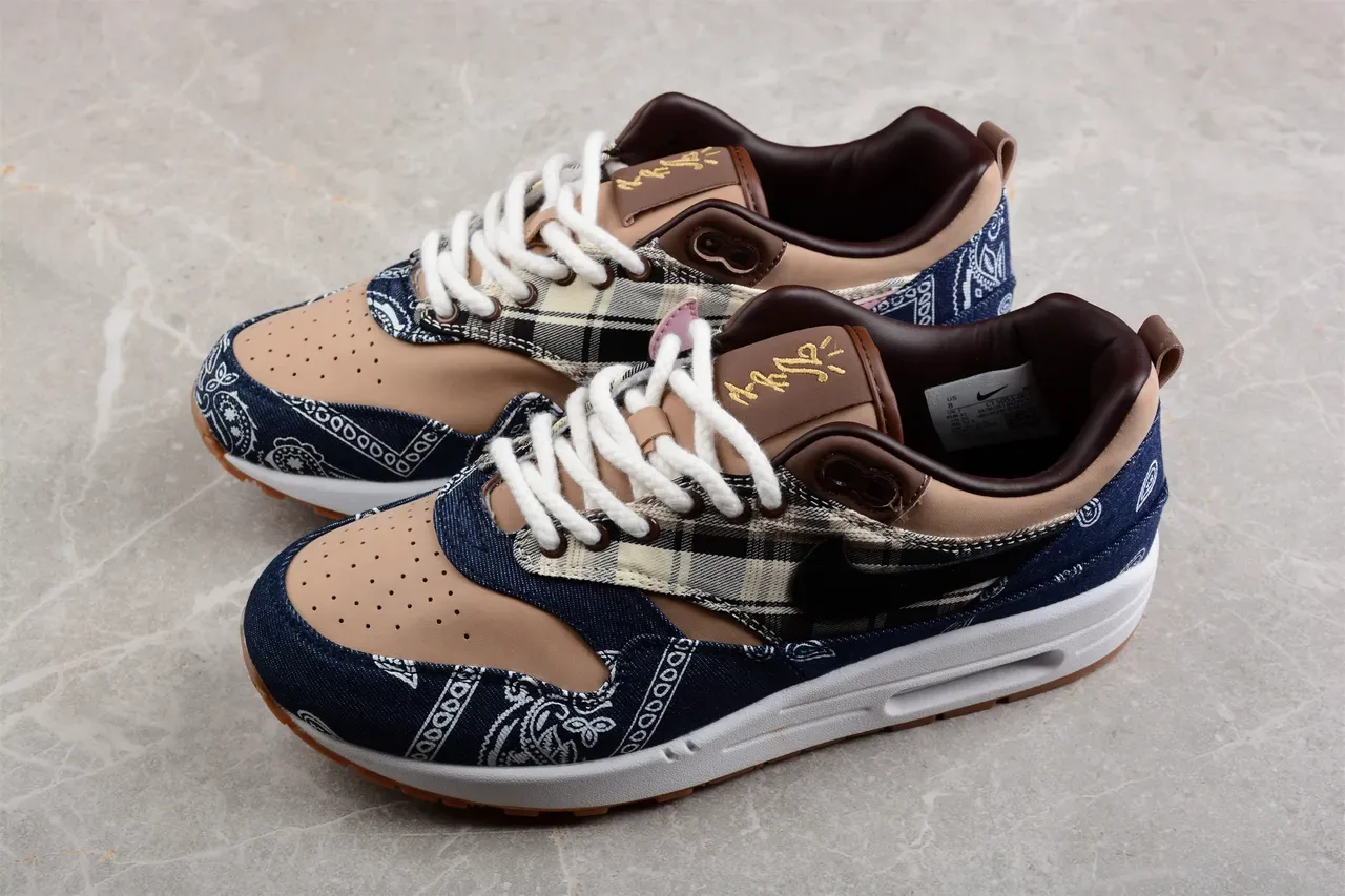 Nike Air Max 1 Denim Bandana Plaid Lifestyle Sneakers 4
