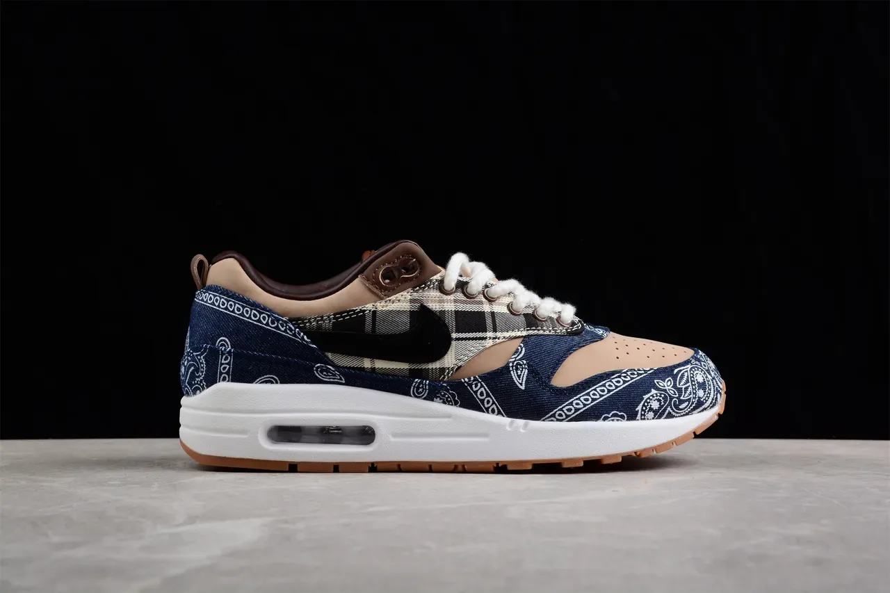 Nike Air Max 1 Denim Bandana Plaid Lifestyle Sneakers 9