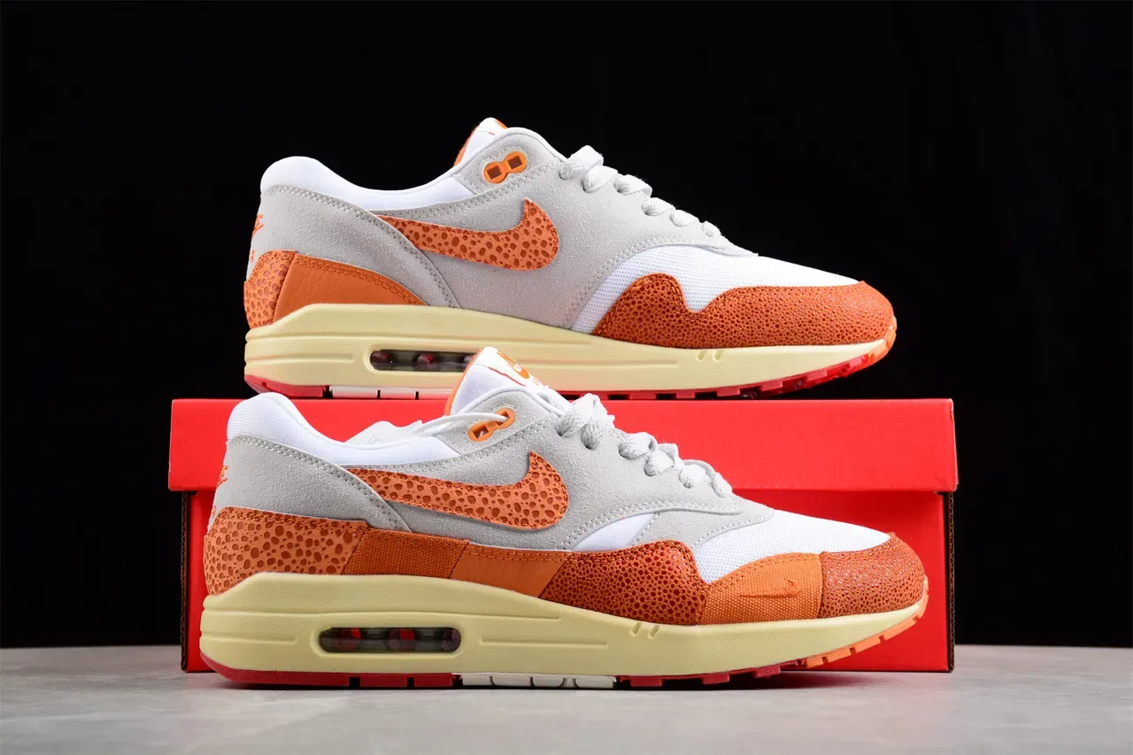 Nike Air Max 1 Orange Perforated Gray White Lifestyle Sneakers 2