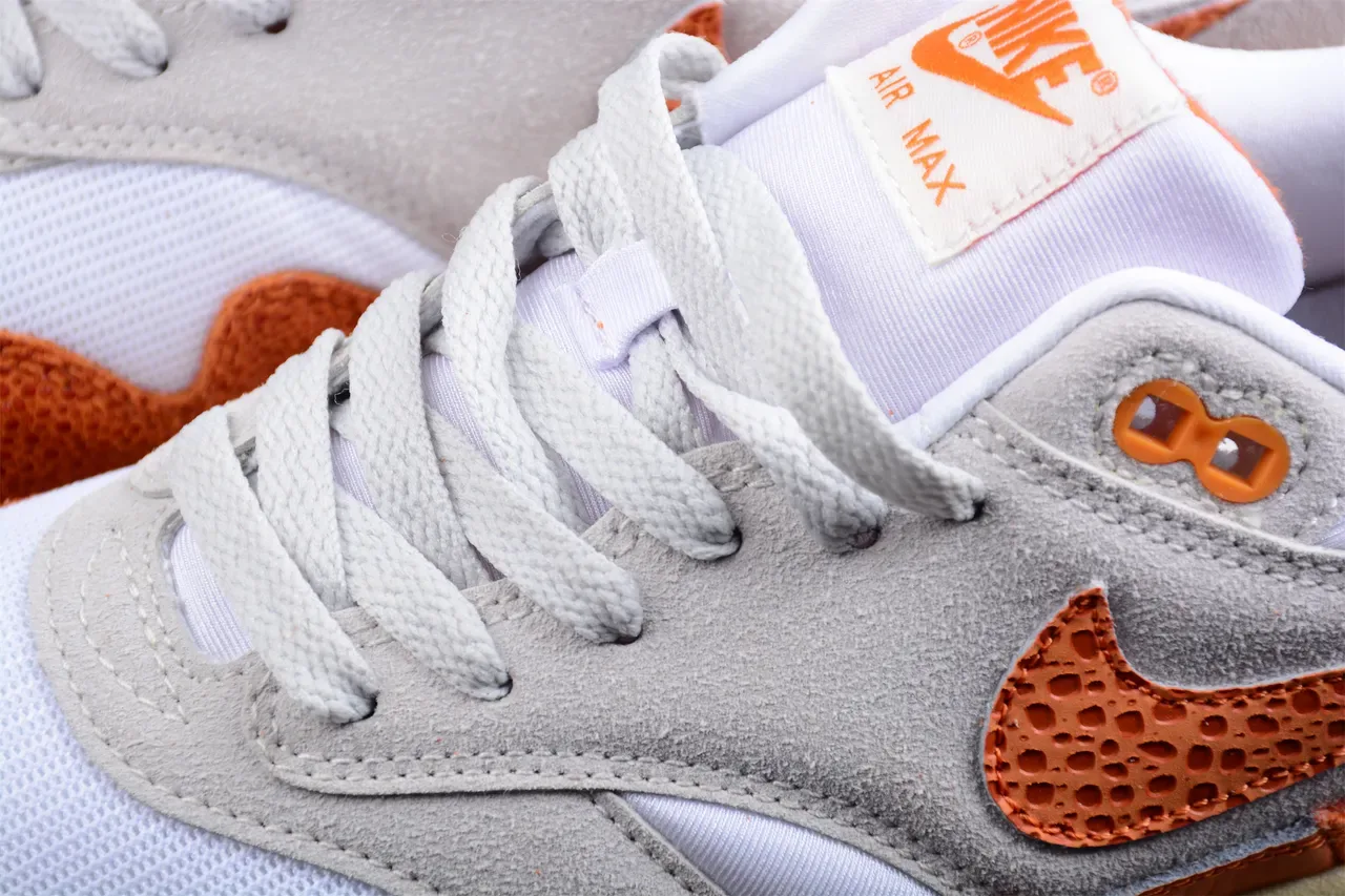 Nike Air Max 1 Orange Perforated Gray White Lifestyle Sneakers 3