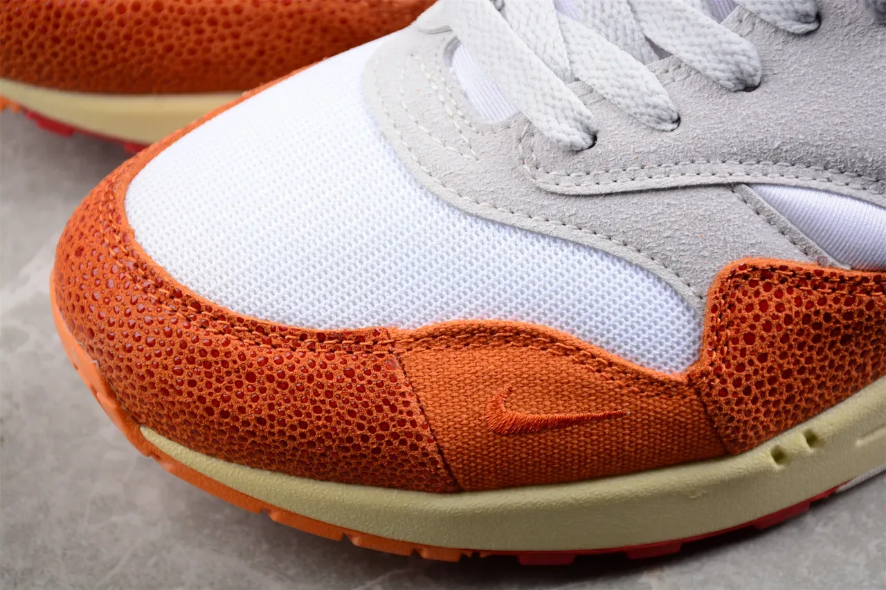 Nike Air Max 1 Orange Perforated Gray White Lifestyle Sneakers 4