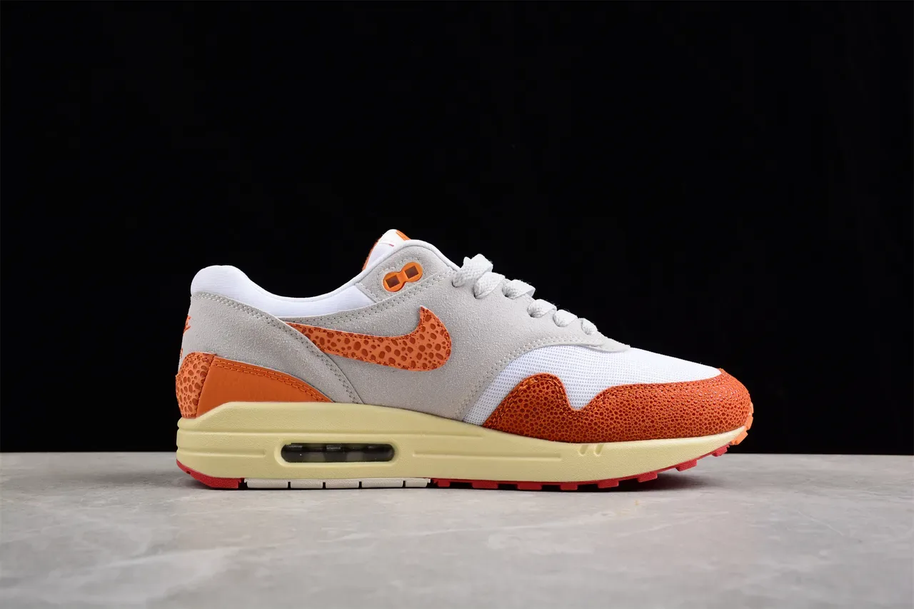 Nike Air Max 1 Orange Perforated Gray White Lifestyle Sneakers 7