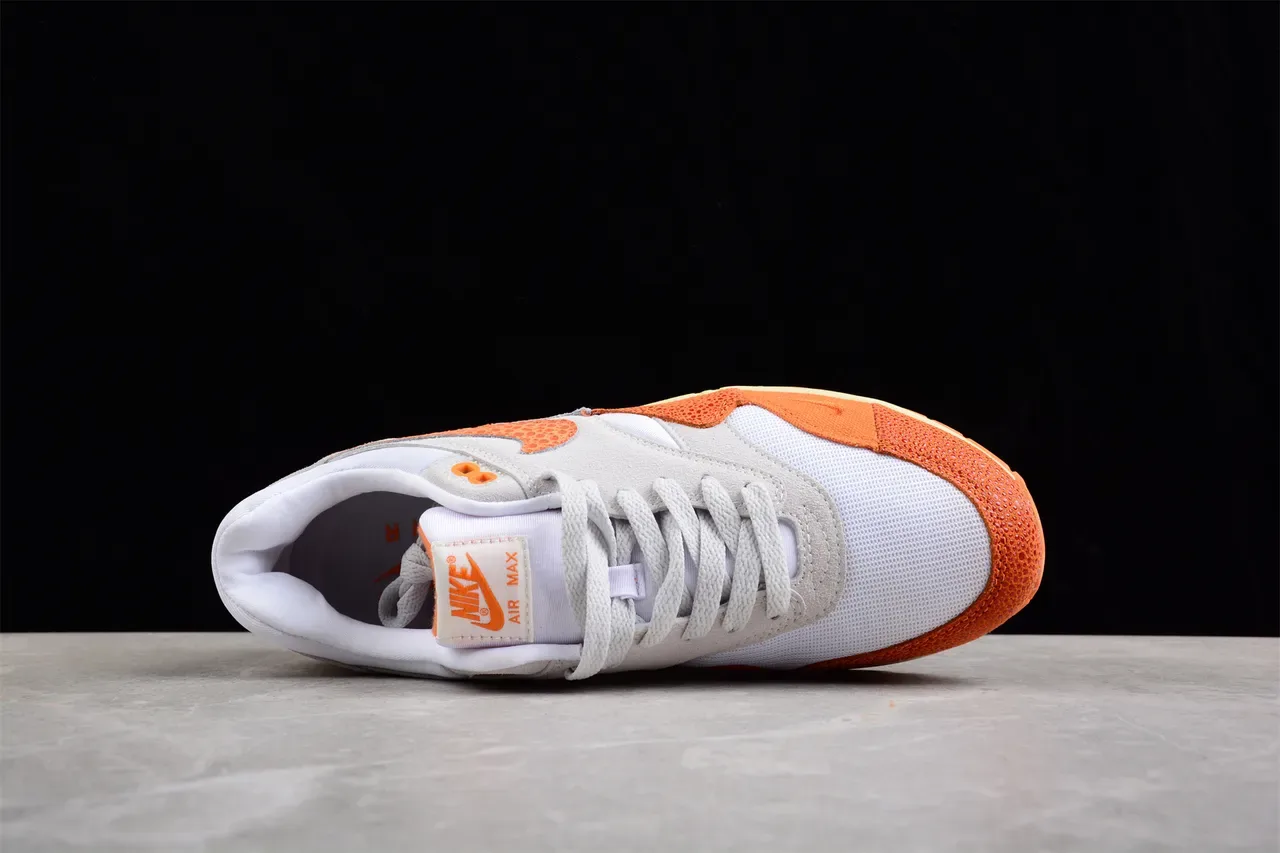 Nike Air Max 1 Orange Perforated Gray White Lifestyle Sneakers 8