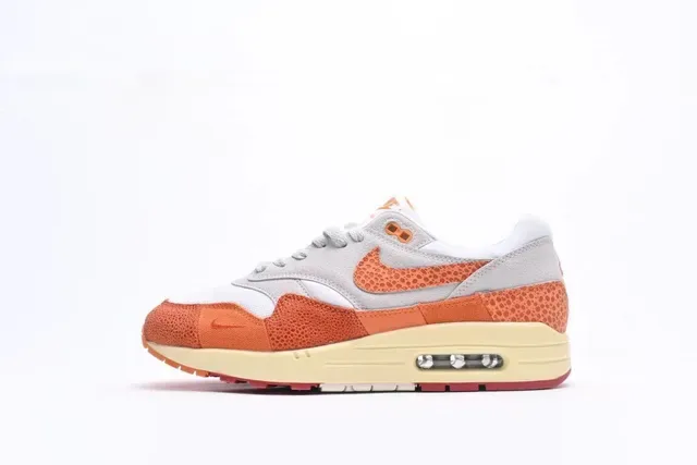 Nike Air Max 1 Orange Perforated Gray White Lifestyle Sneakers 16