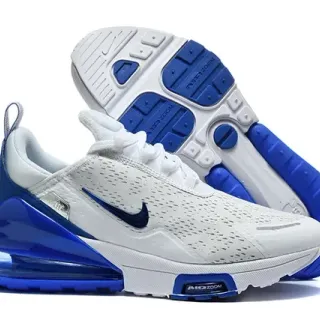 Nike Air Max 270 White and Royal Blue Lifestyle Sneakers