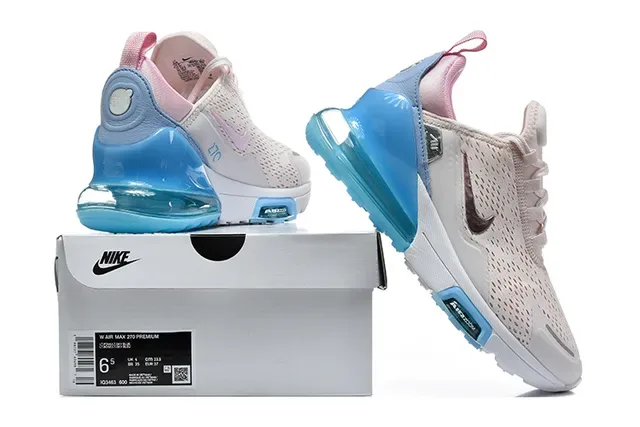 Nike Air Max 270 White and Royal Blue Lifestyle Sneakers 20