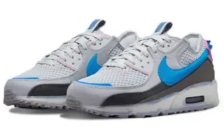 Nike Air Max 90 Gris Bleu Rose Sneakers Lifestyle 4