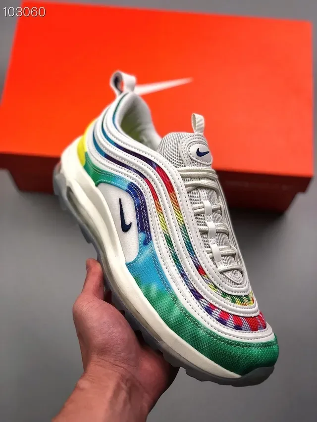 Nike Air Max 97 Multicolor Rainbow Stripe Lifestyle Sneakers 9