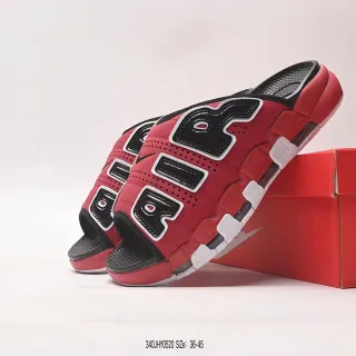 Nike Air More Uptempo Slide Red Black White चप्पल