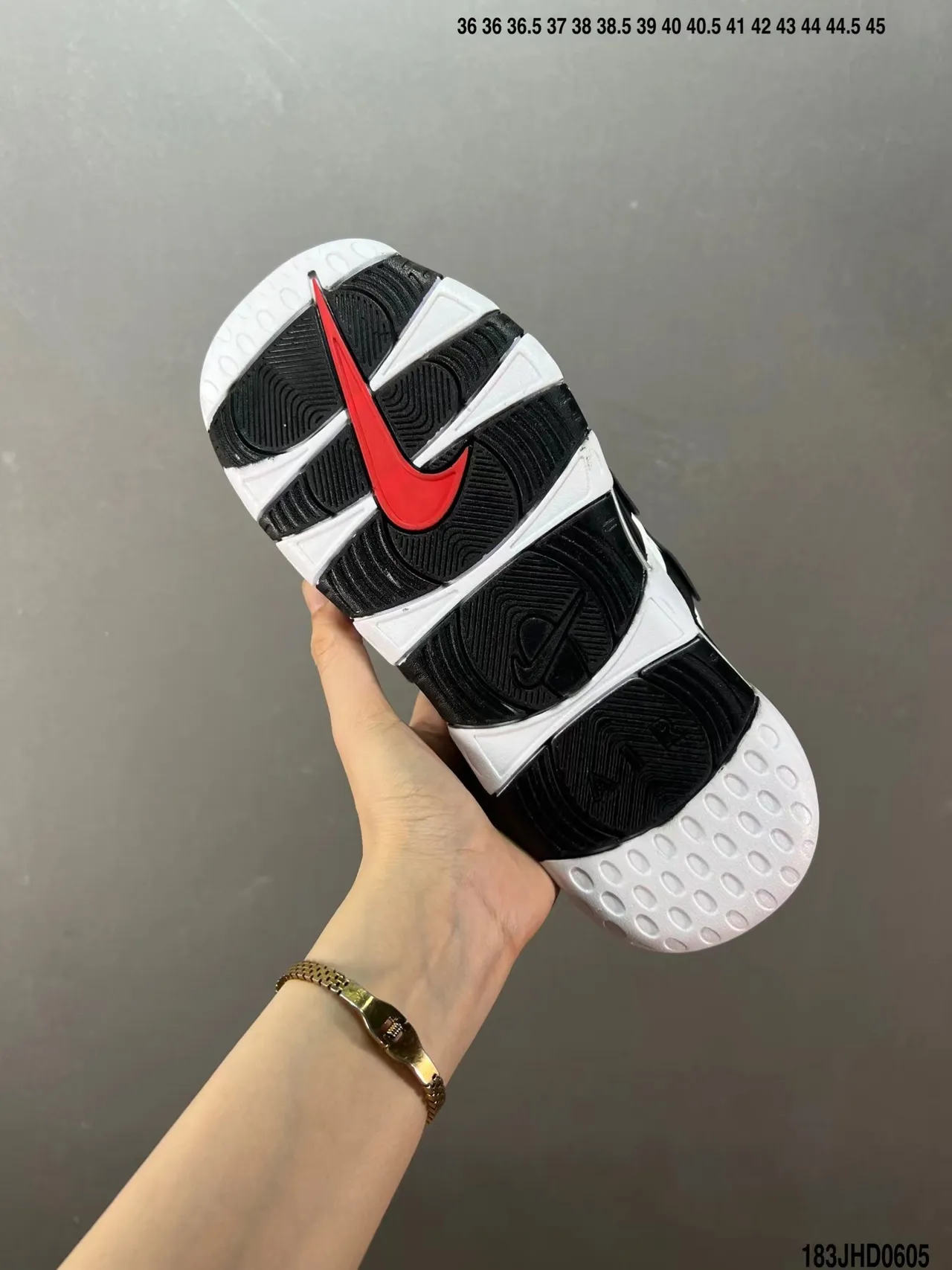 Nike Air More Uptempo Slide Red Black White Slippers 6