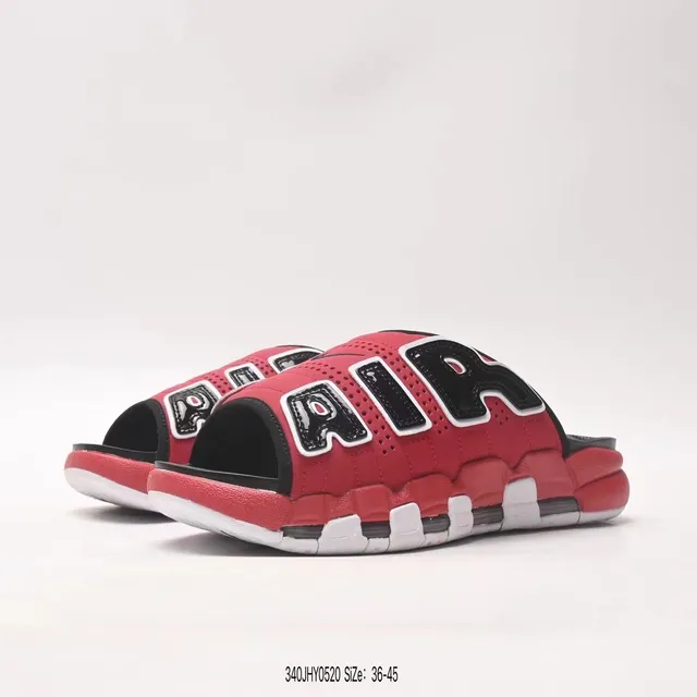 Nike Air More Uptempo Slide Red Black White Slippers 8