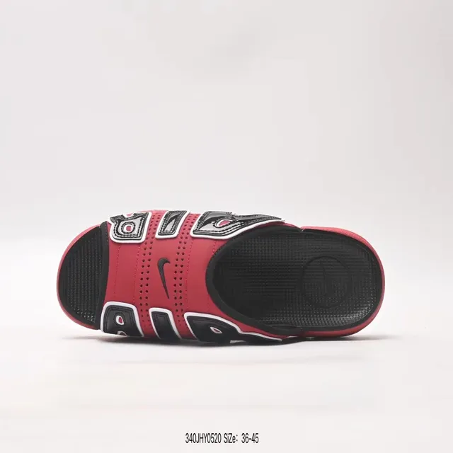 Nike Air More Uptempo Slide Red Black White Slippers 9