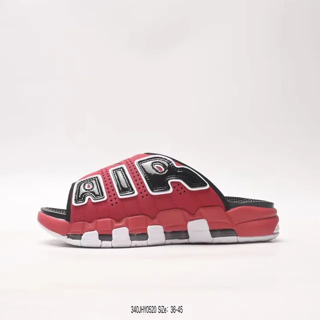 Nike Air More Uptempo Slide Red Black White Slippers 12