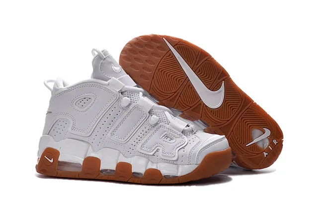Nike Air More Uptempo White and Gum Brown Basketball Shoes 6